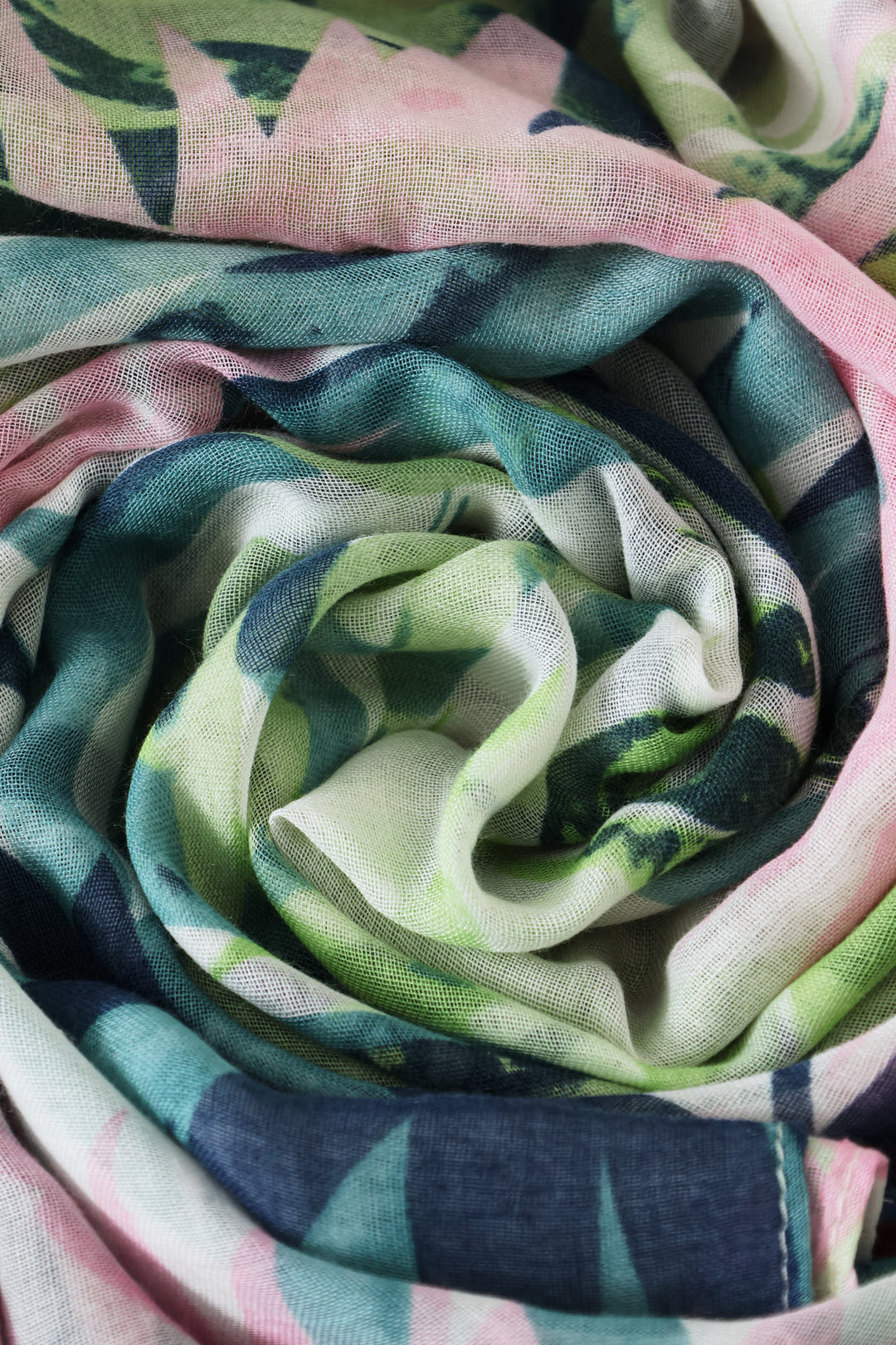 Leaf Print Multi Colour Light Weight Scarf - White