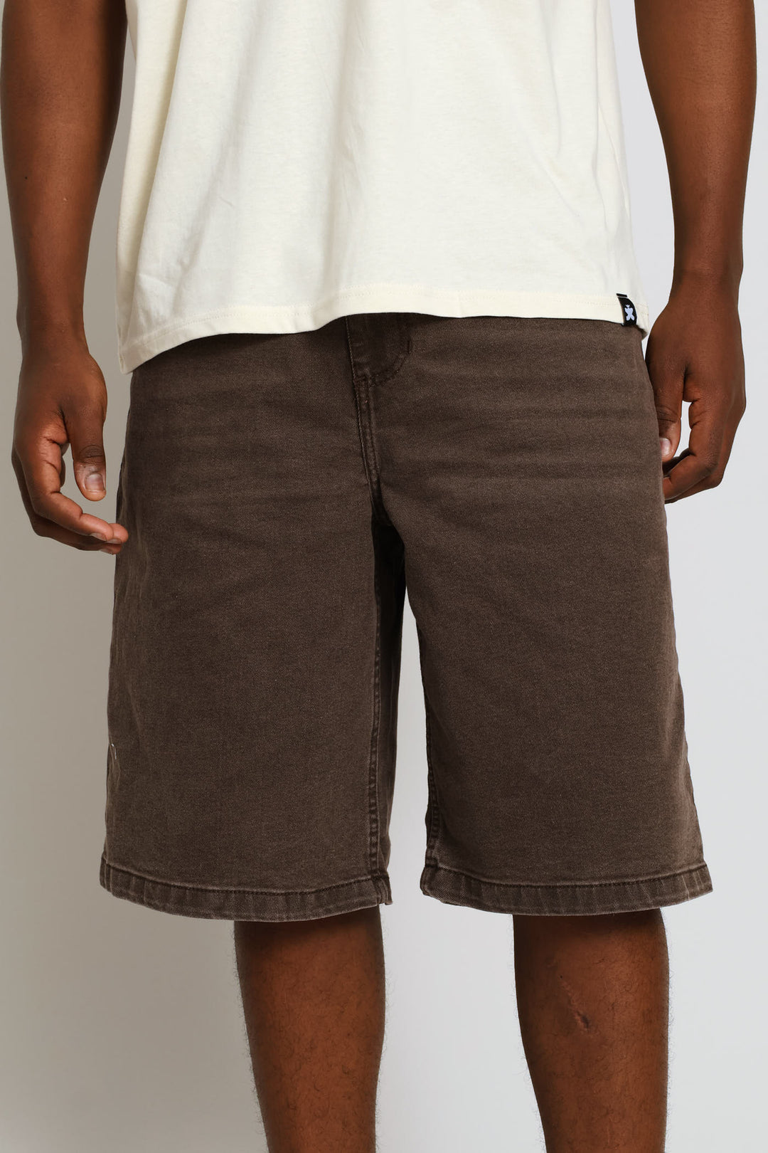 5 Pocket Denim Baggy Short - Brown