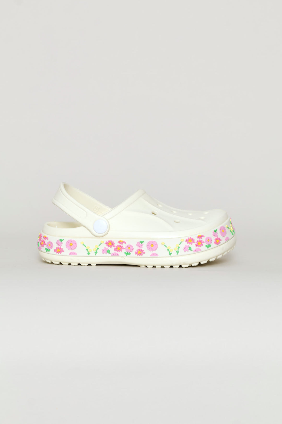 Girls Blossom Strip Clog - Cream