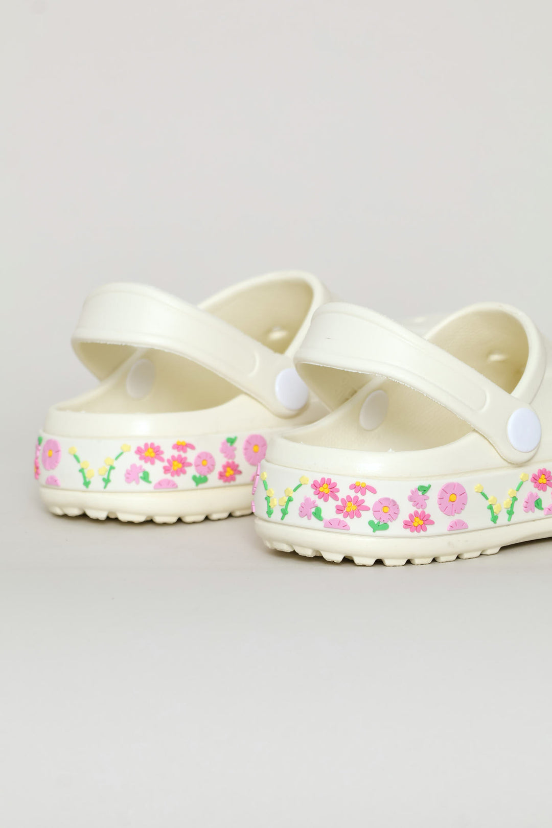 Girls Blossom Strip Clog - Cream
