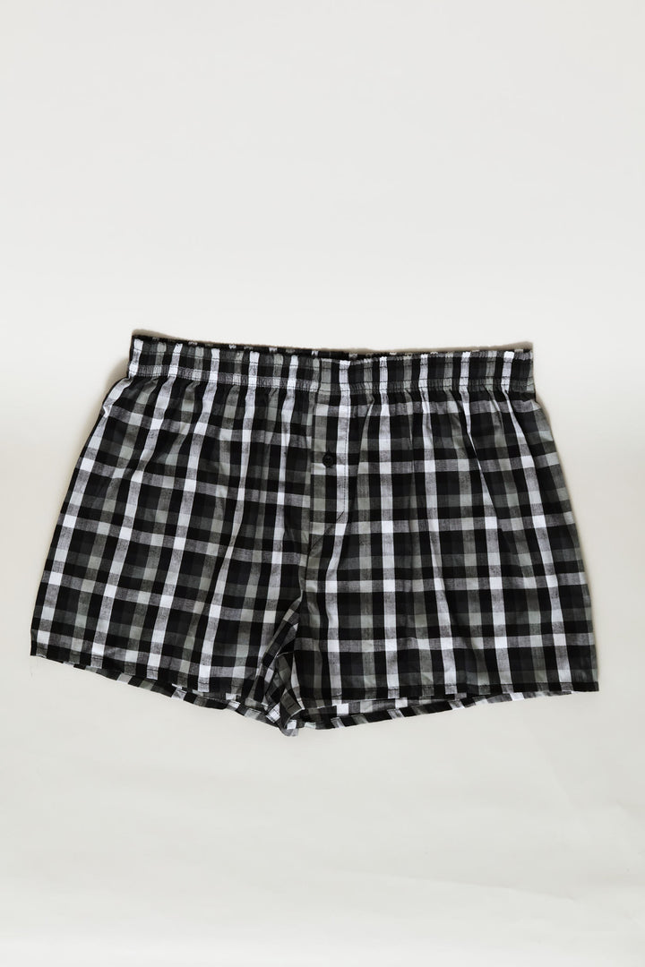 Single Check Boxers - Black