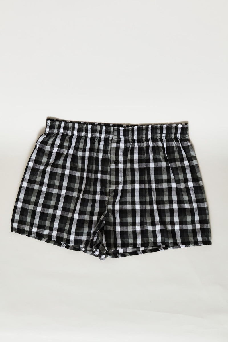 Single Check Boxers - Black
