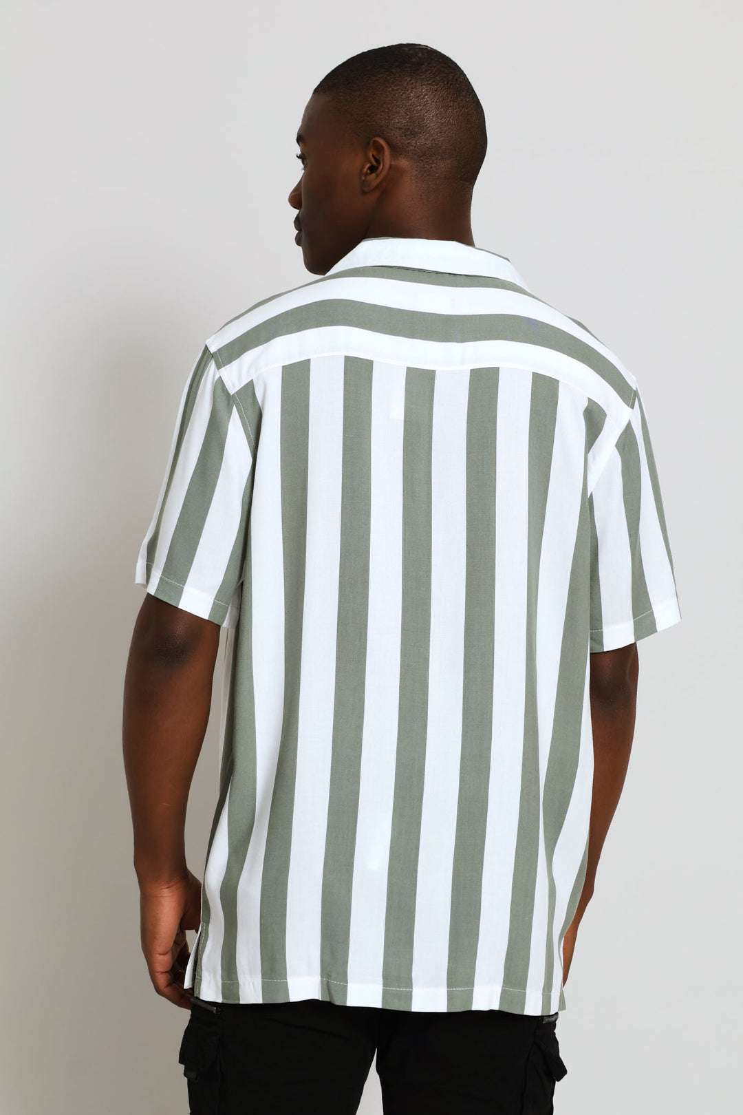 Short Sleeve Viscose Shirt - White/Sage