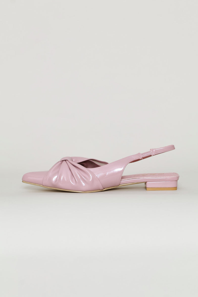 Bow Pointy Sling Back - Dusty Pink