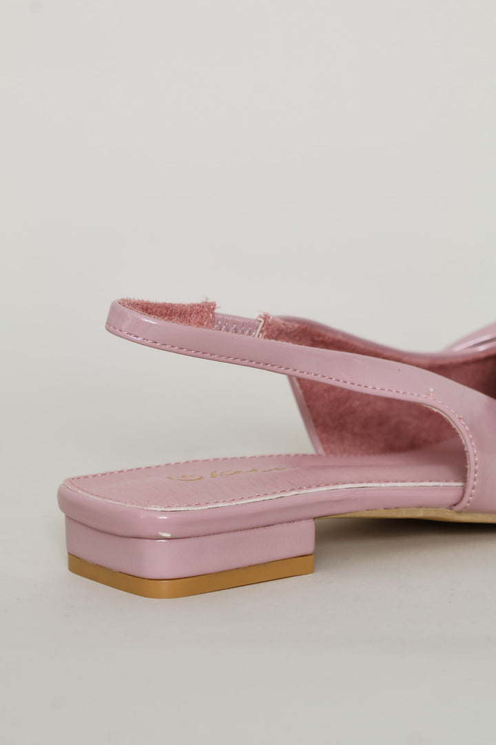 Bow Pointy Sling Back - Dusty Pink