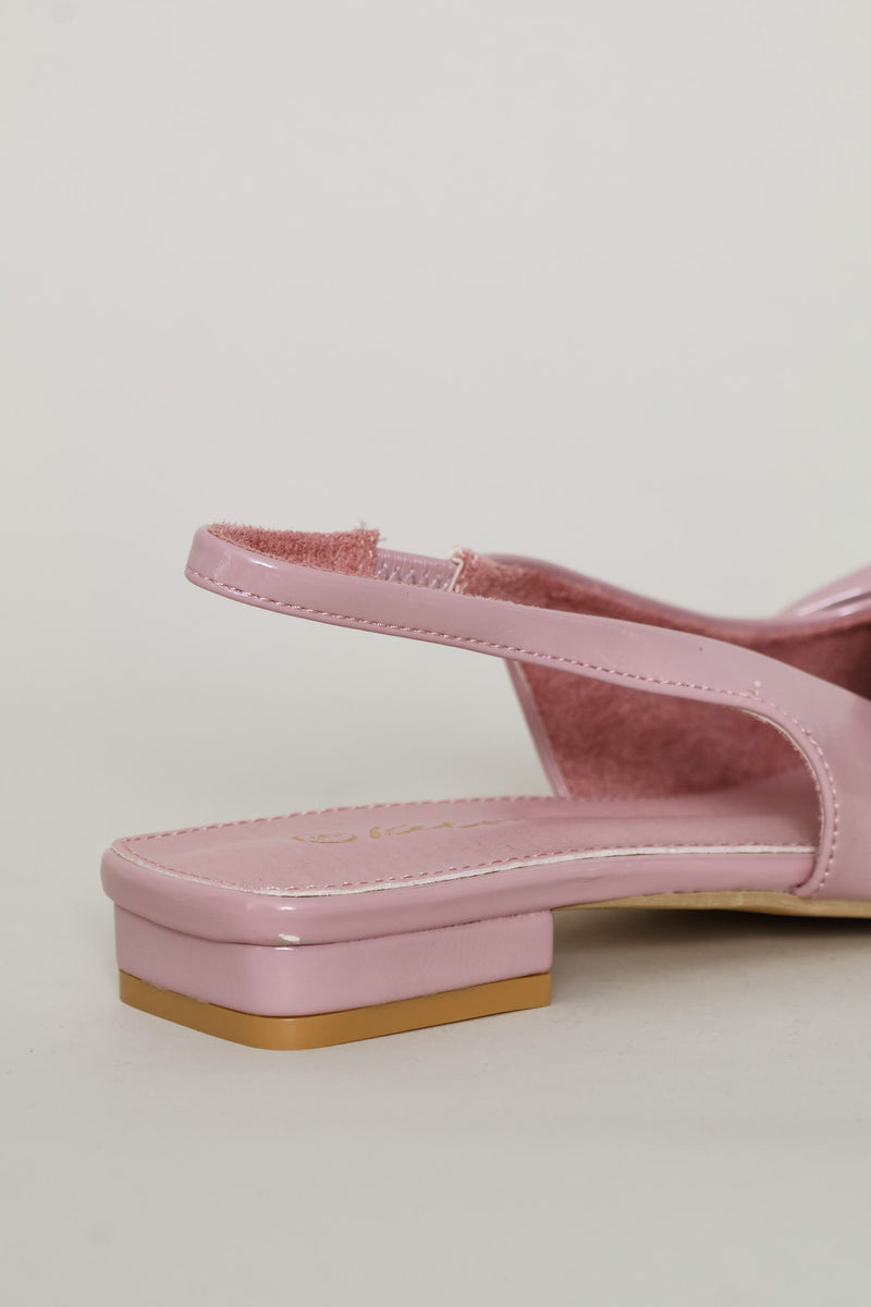 Bow Pointy Sling Back - Dusty Pink