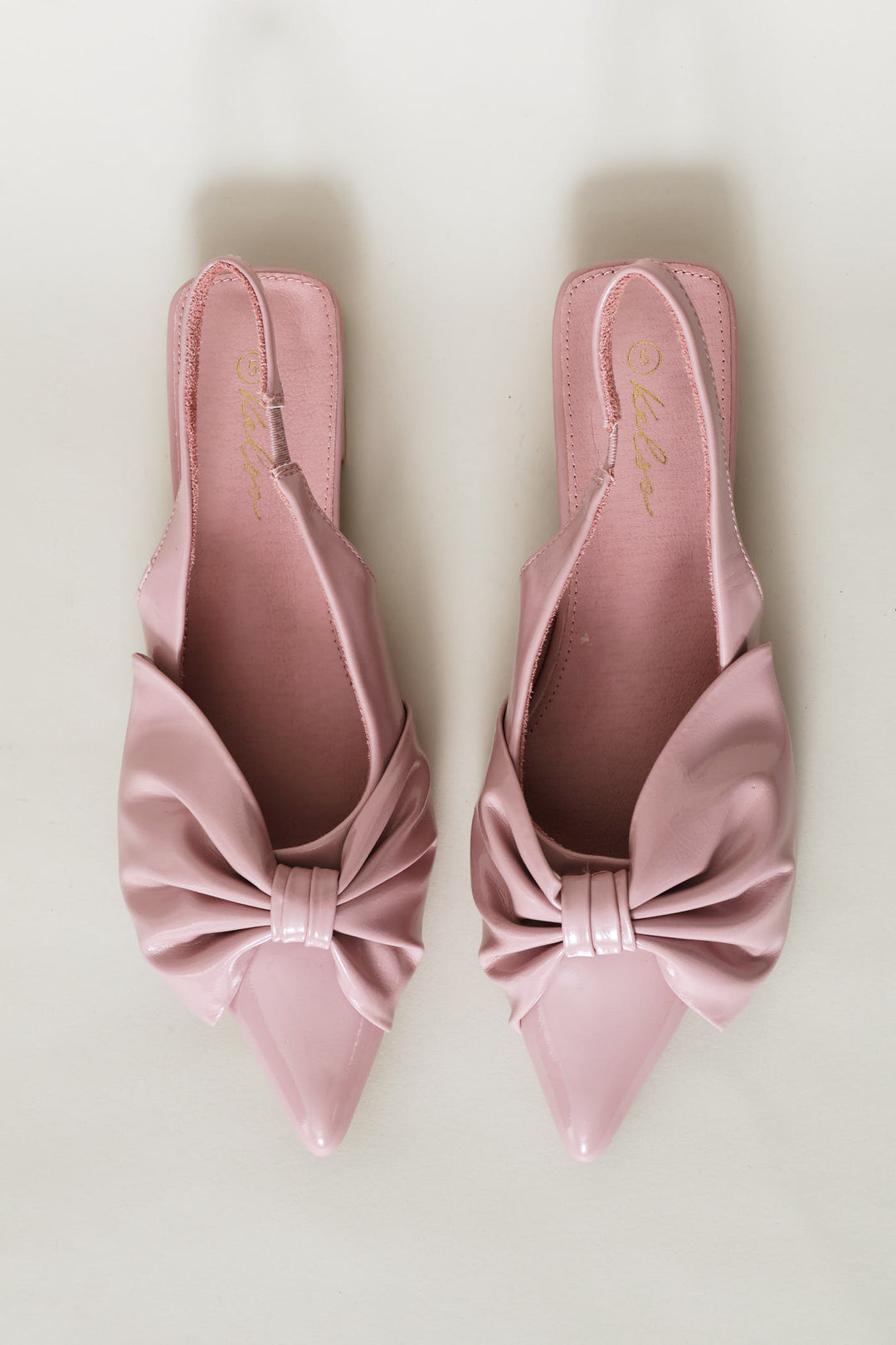 Bow Pointy Sling Back - Dusty Pink