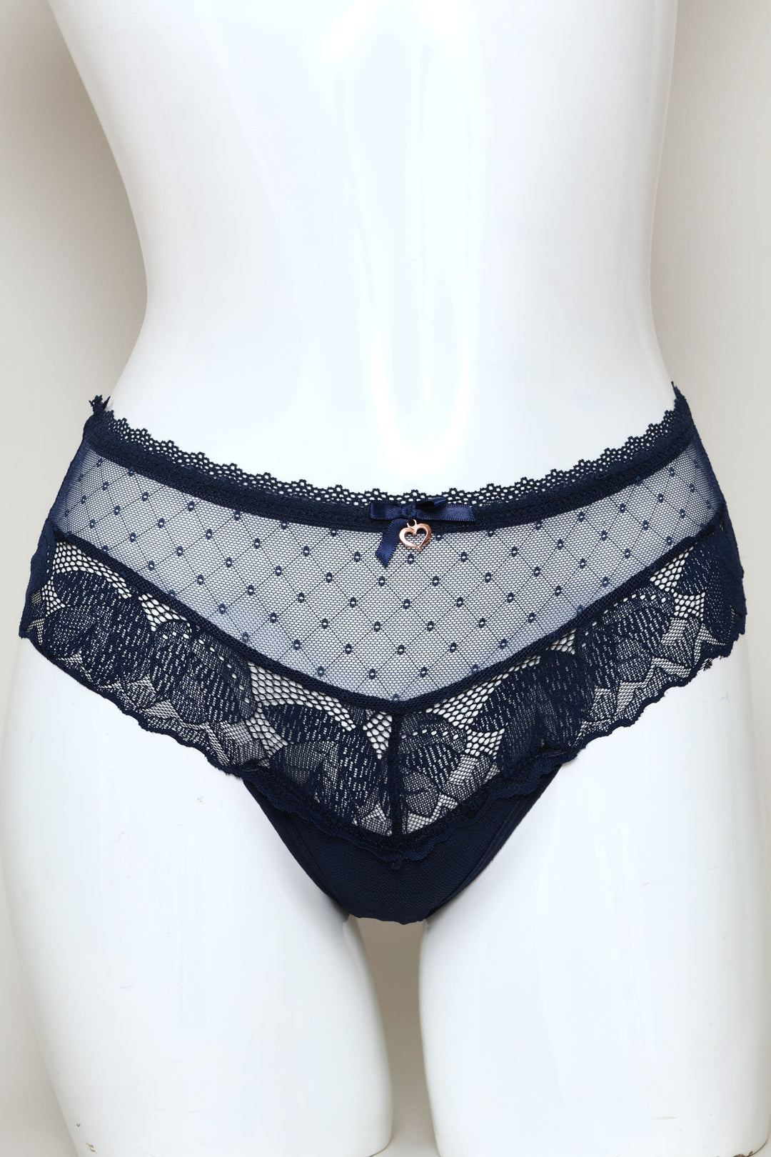 2 Pack Dobby Mesh Boyleg Panties - Navy