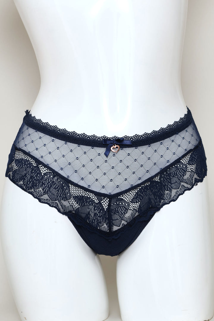 2 Pack Dobby Mesh Boyleg Panties - Navy
