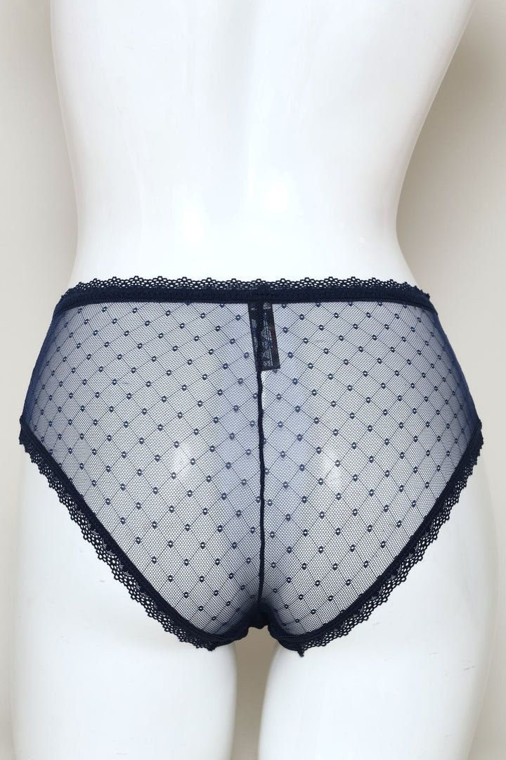 2 Pack Dobby Mesh Boyleg Panties - Navy