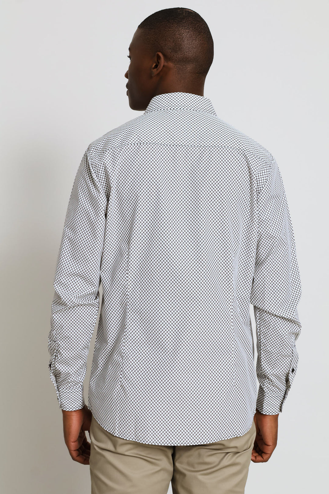 Herringbone Printed Shirt - Beige/Black