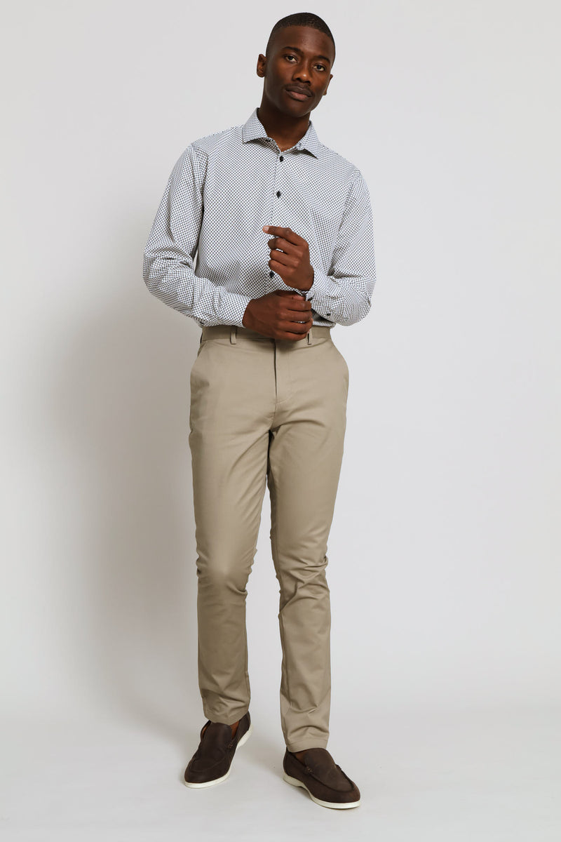 Herringbone Printed Shirt - Beige/Black