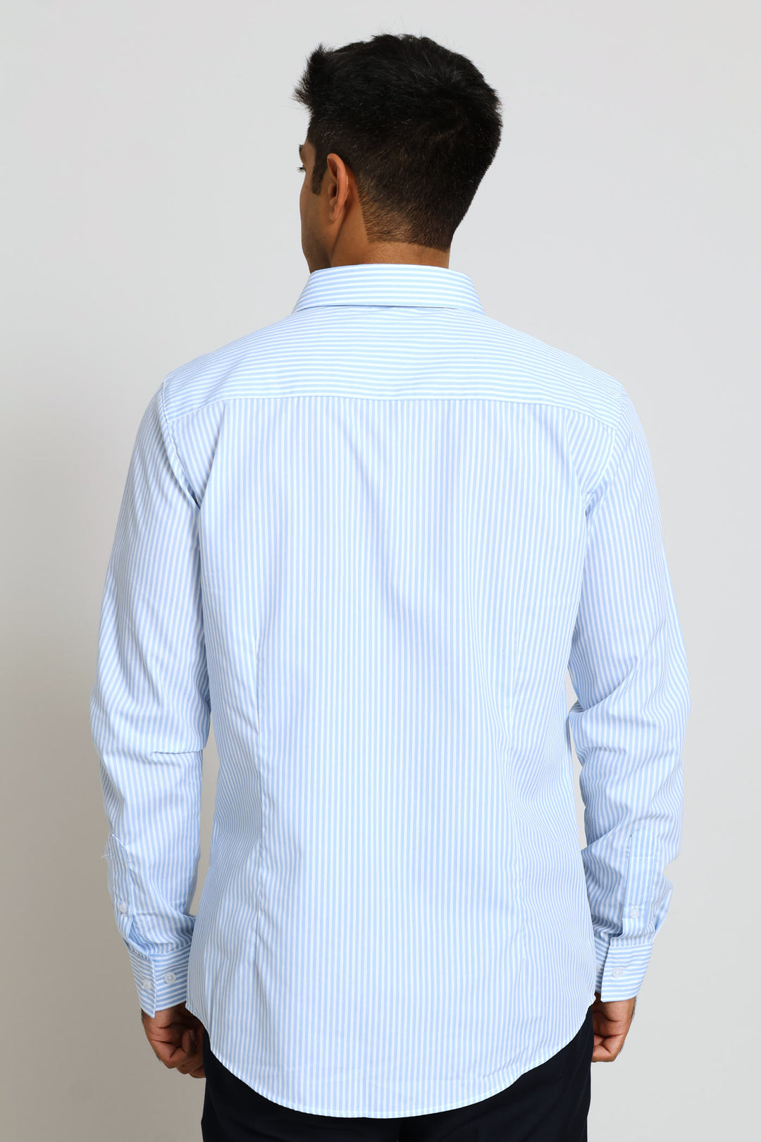 Slim Stripe Printed Shirt - White/Light Blue