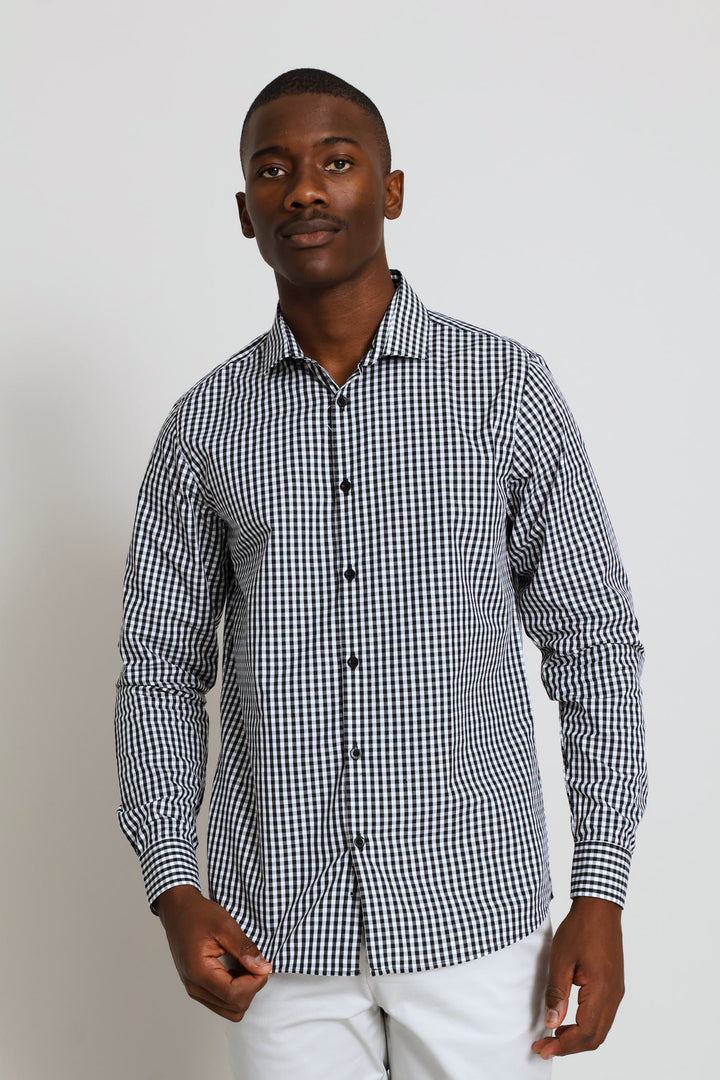 Small Check Printed Shirt - Black/White