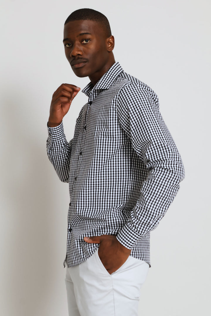 Small Check Printed Shirt - Black/White