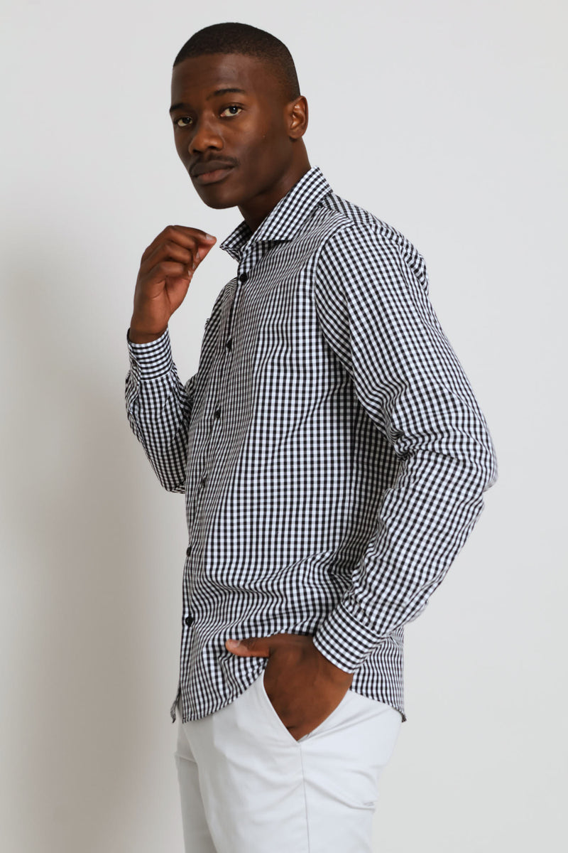 Small Check Printed Shirt - Black/White