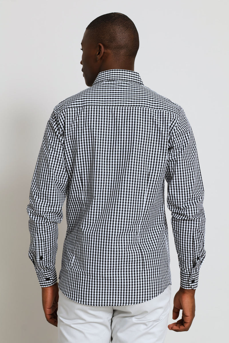 Small Check Printed Shirt - Black/White