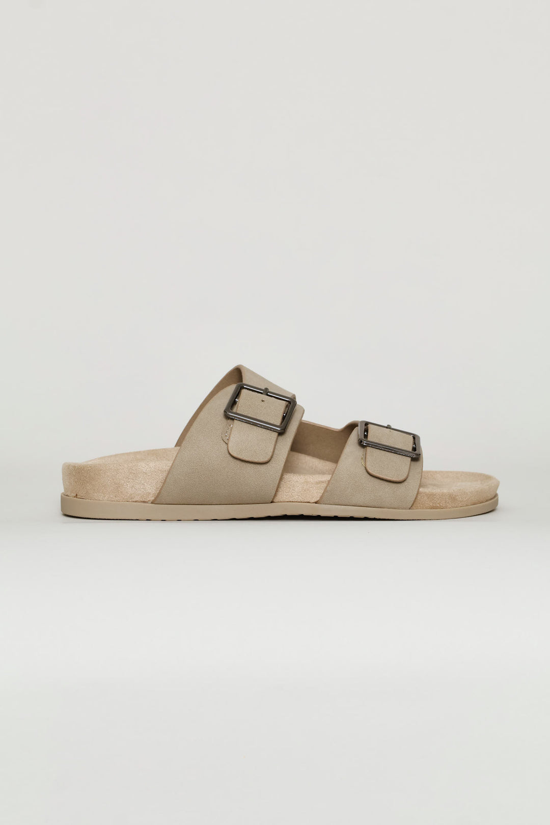 Fashion Double Buckle Sandal - Stone