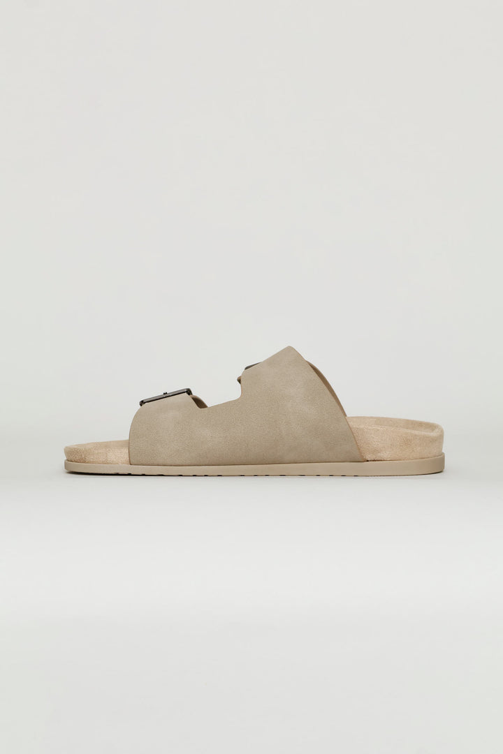 Fashion Double Buckle Sandal - Stone