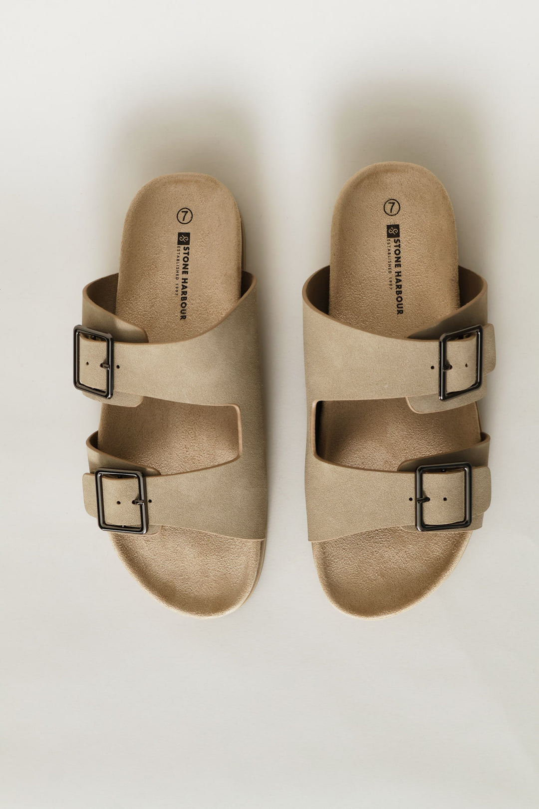 Fashion Double Buckle Sandal - Stone