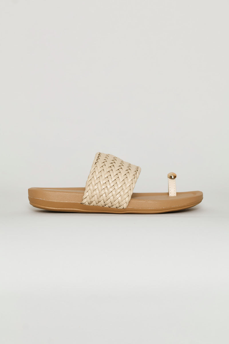 Toe Post Weave Band Mule Sandal - Natural