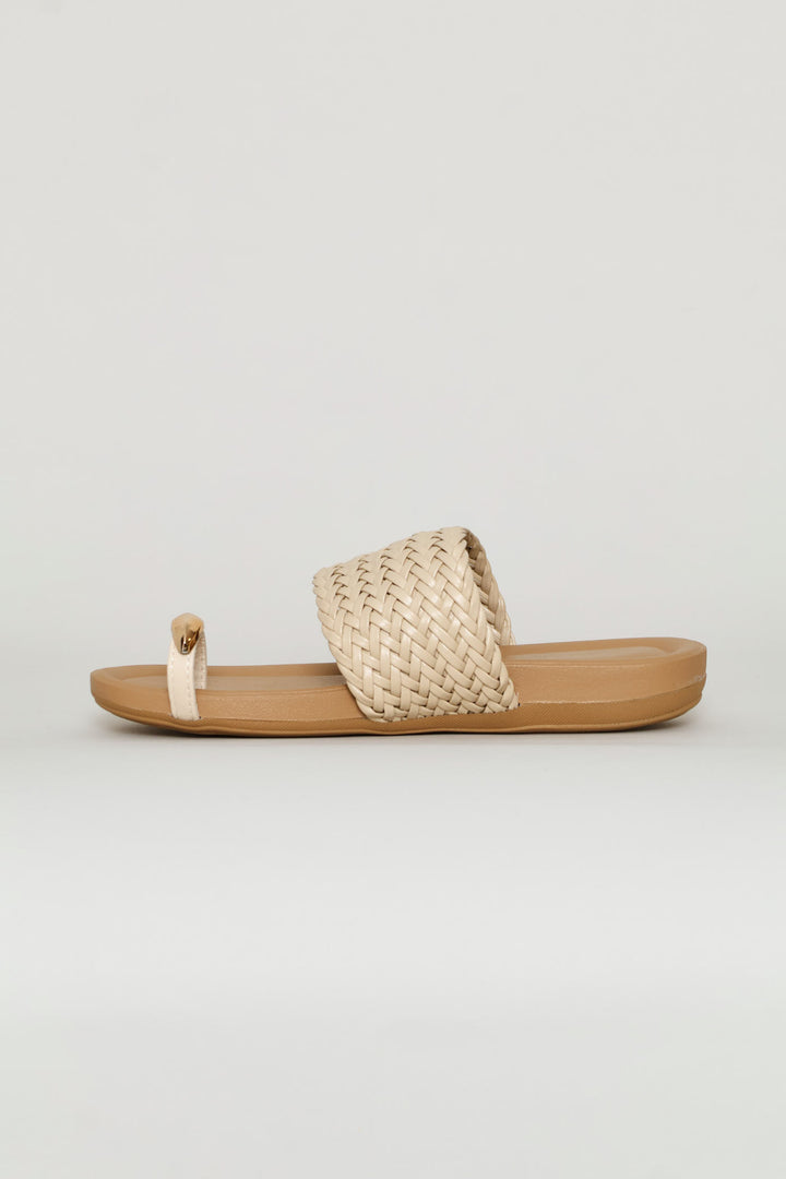 Toe Post Weave Band Mule Sandal - Natural