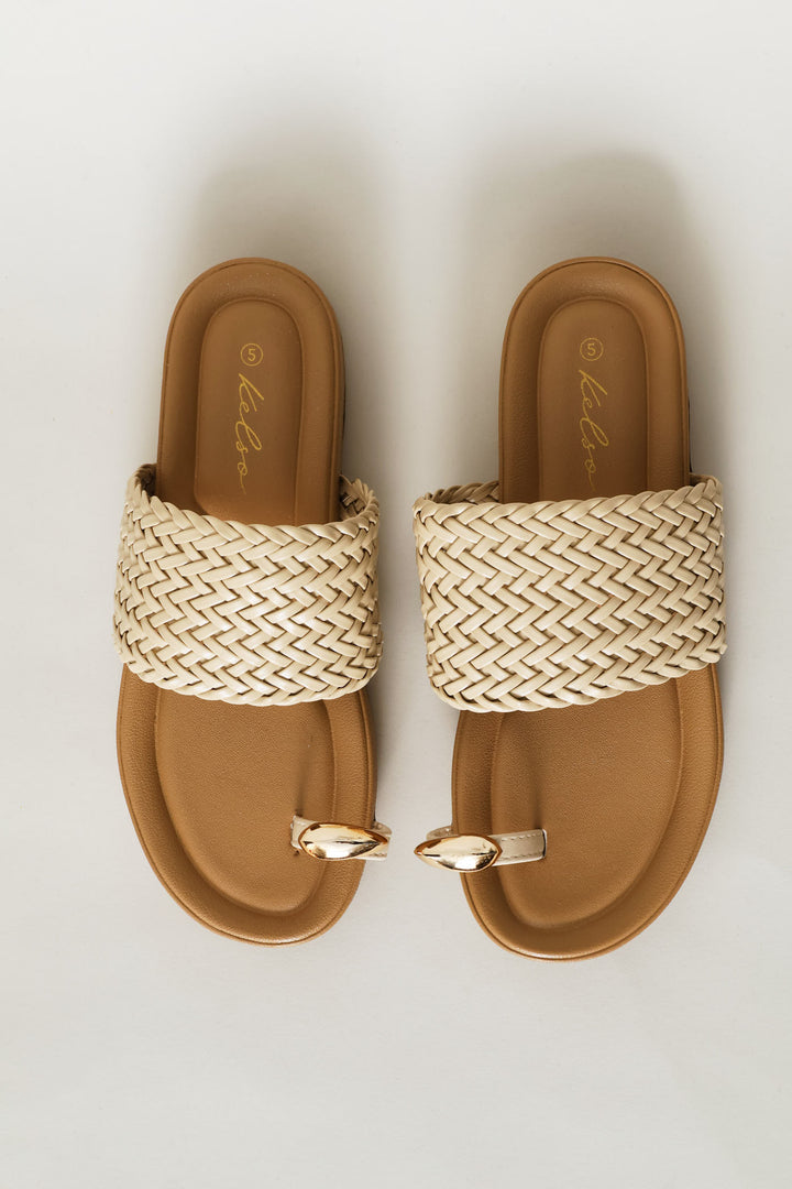 Toe Post Weave Band Mule Sandal - Natural