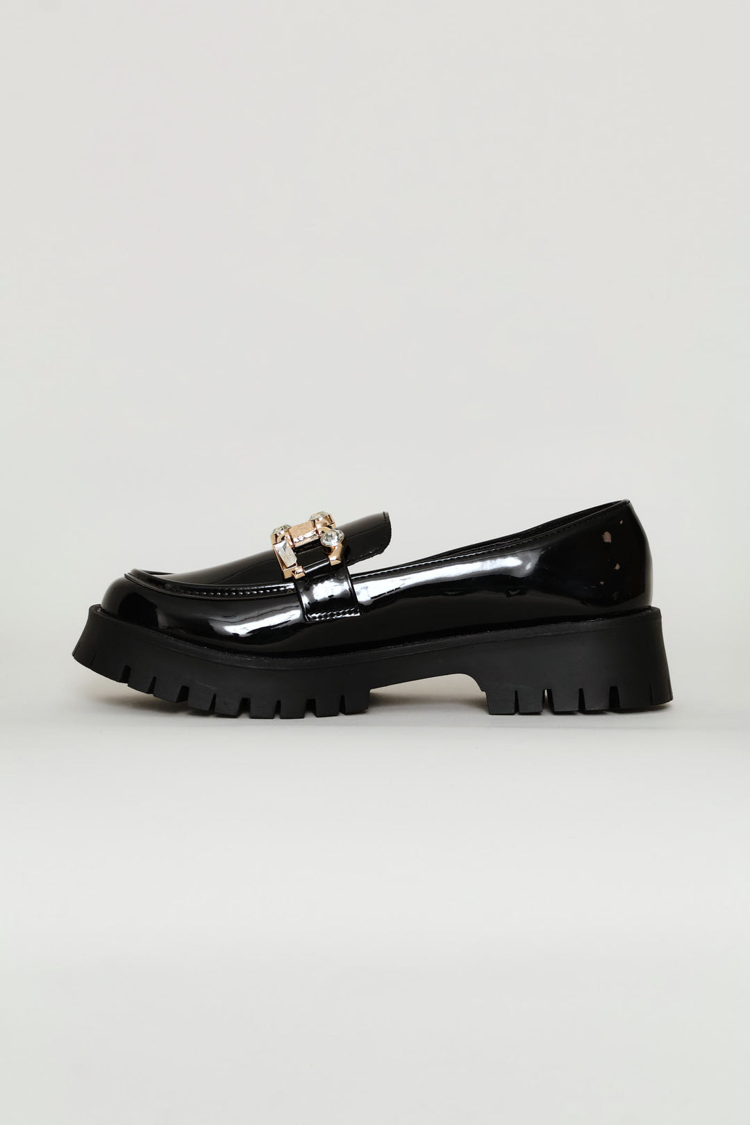 Jewel Trim Chunky Loafer - Black