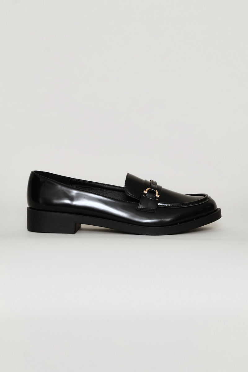 Gold Trim Detail Smart Loafer - Black