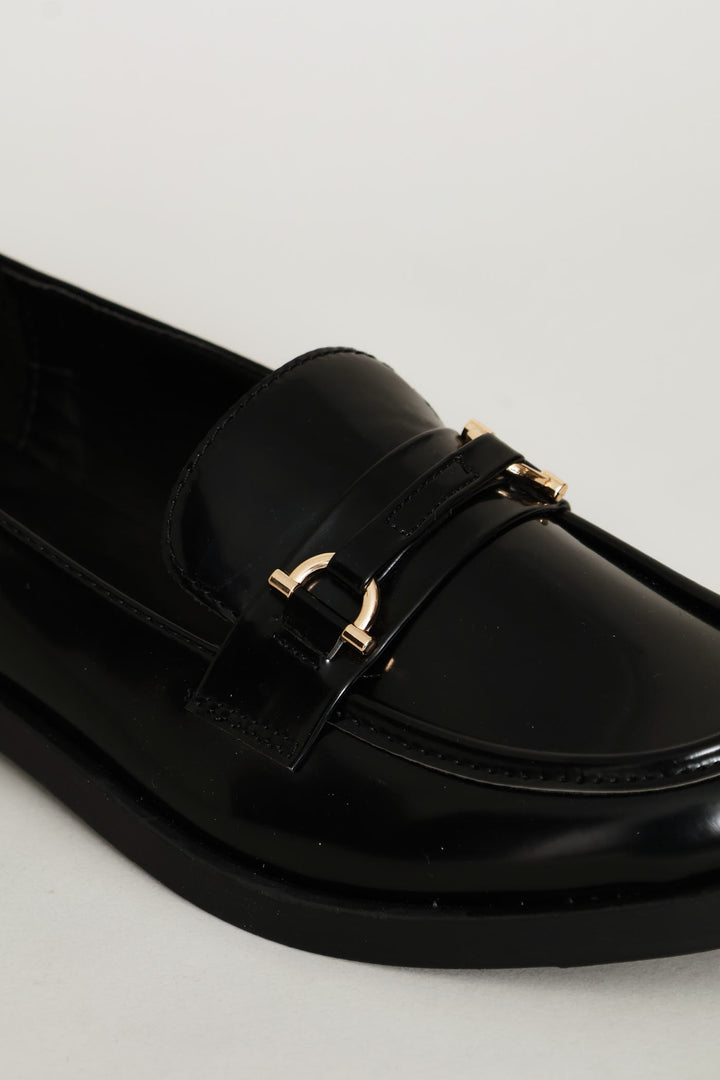 Gold Trim Detail Smart Loafer - Black