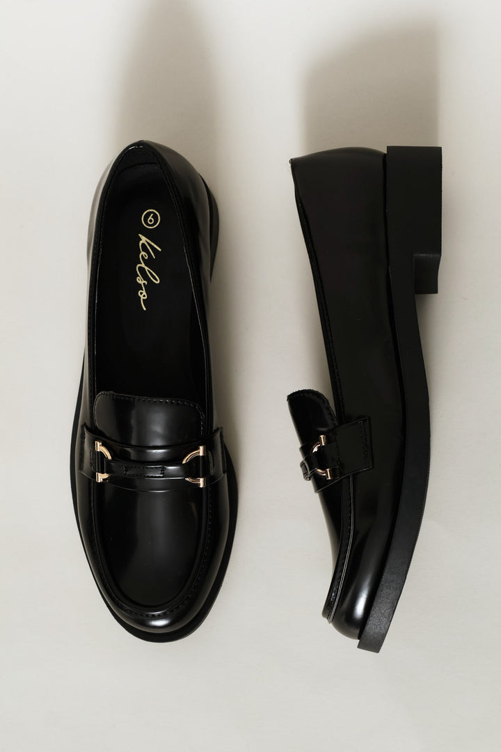 Gold Trim Detail Smart Loafer - Black