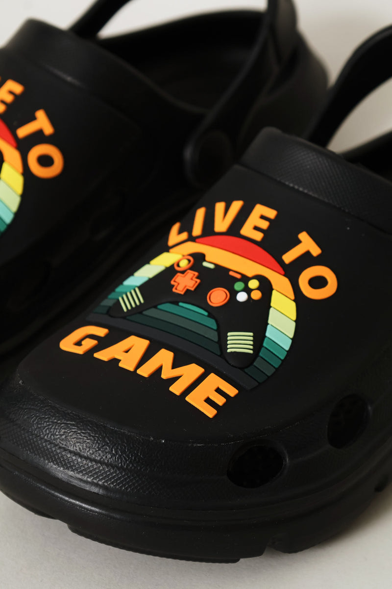 Boys Console Gaming Clog - Black