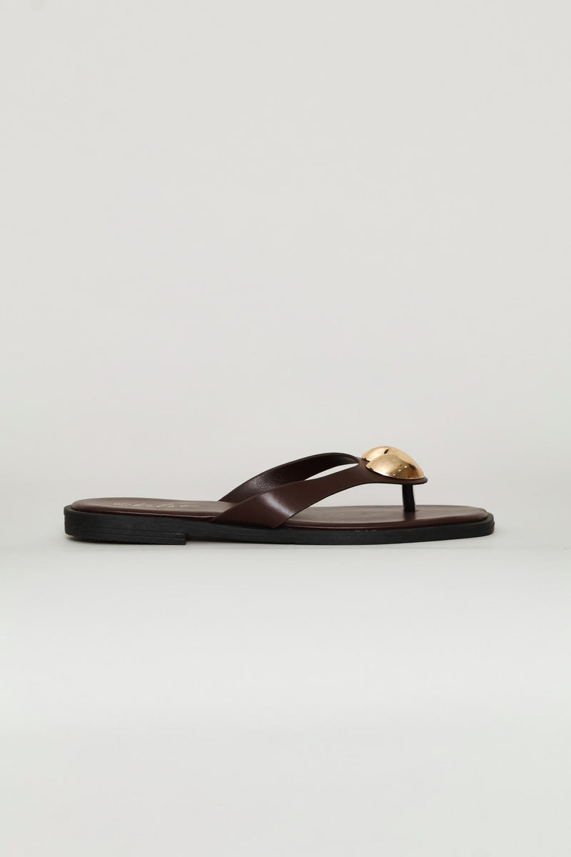 Heart Trim Thong Sandal - Chocolate