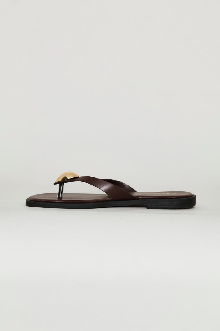 Heart Trim Thong Sandal - Chocolate