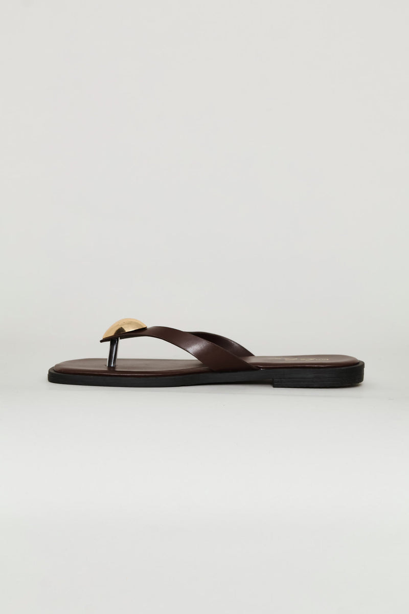 Heart Trim Thong Sandal - Chocolate