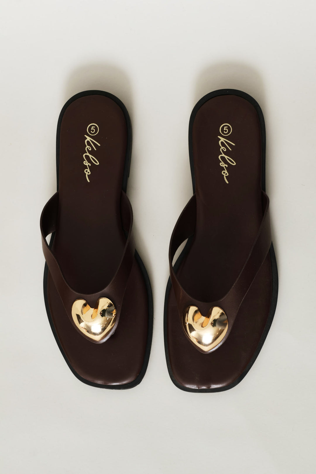 Heart Trim Thong Sandal - Chocolate