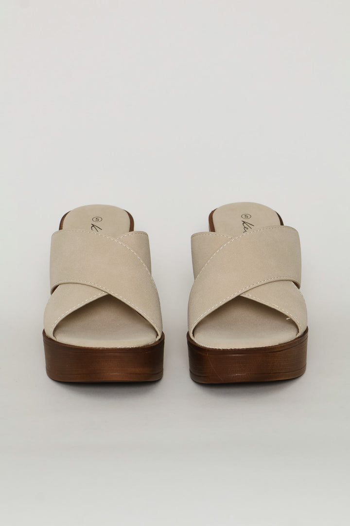 Platform Crosstrap Sandal - Stone