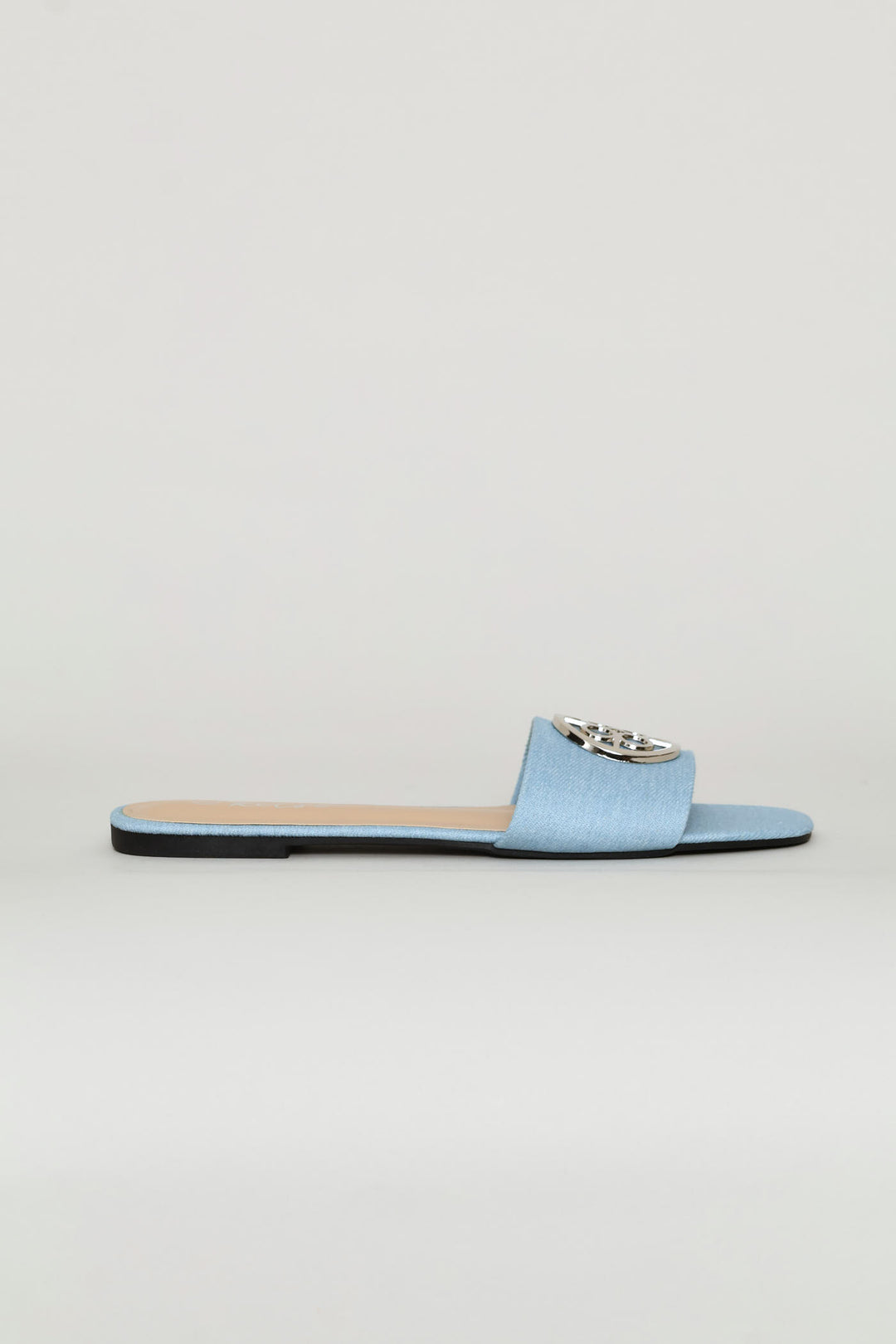 Trim Detail Single Band Mule Sandal - Denim