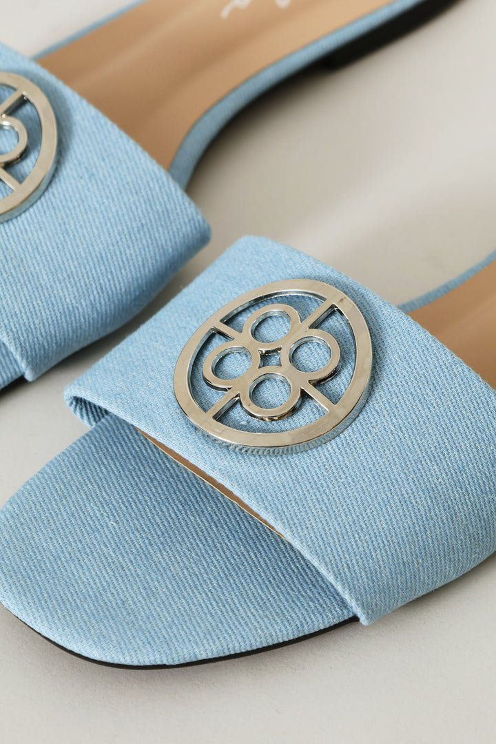 Trim Detail Single Band Mule Sandal - Denim