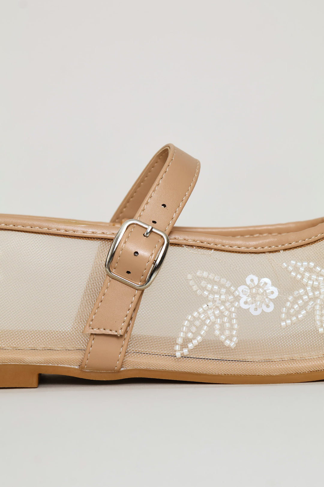 Floral Detail Mesh Pump - Natural