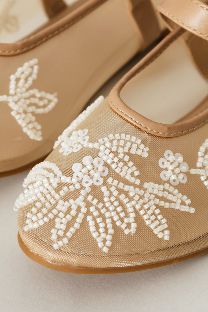 Floral Detail Mesh Pump - Natural