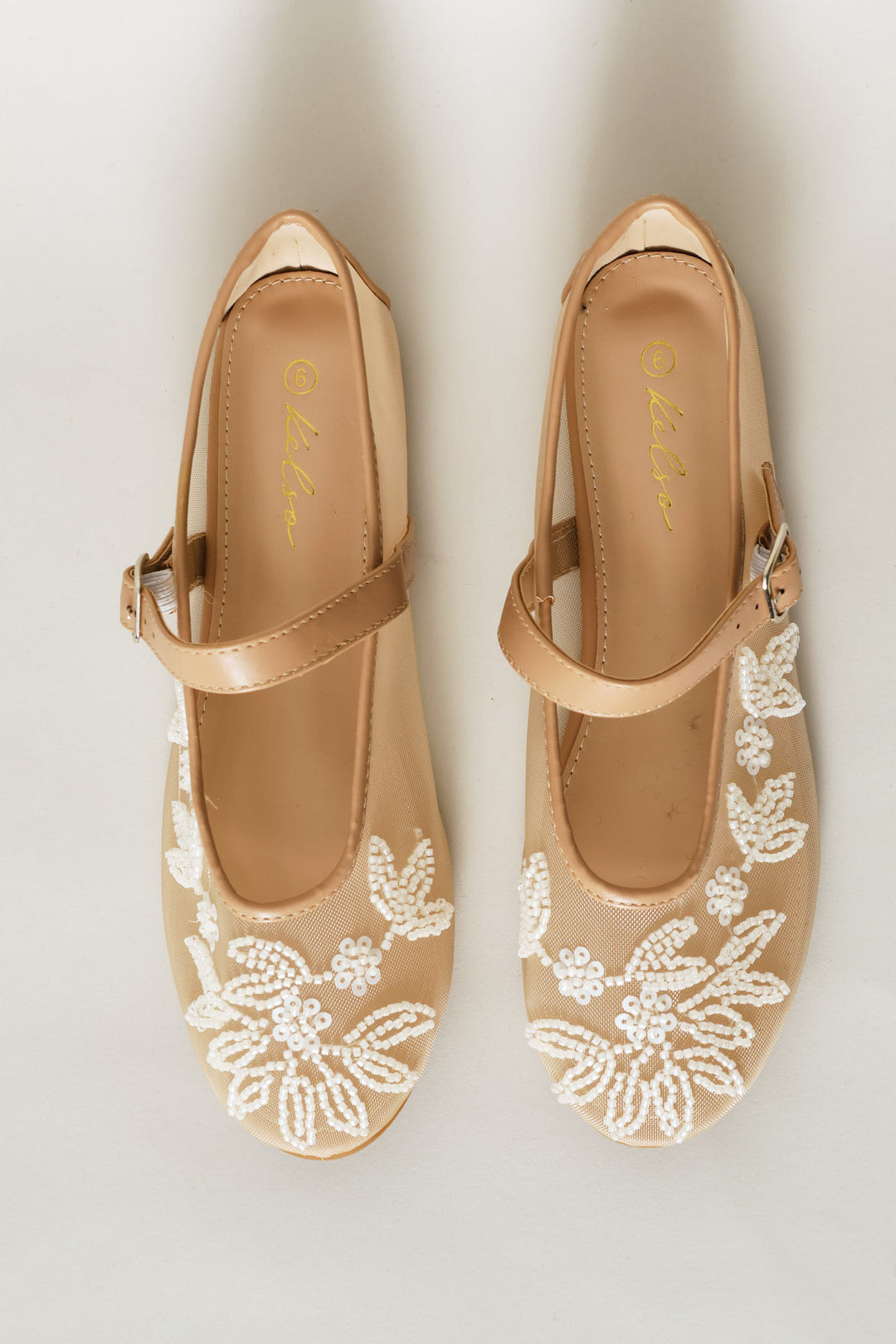 Floral Detail Mesh Pump - Natural