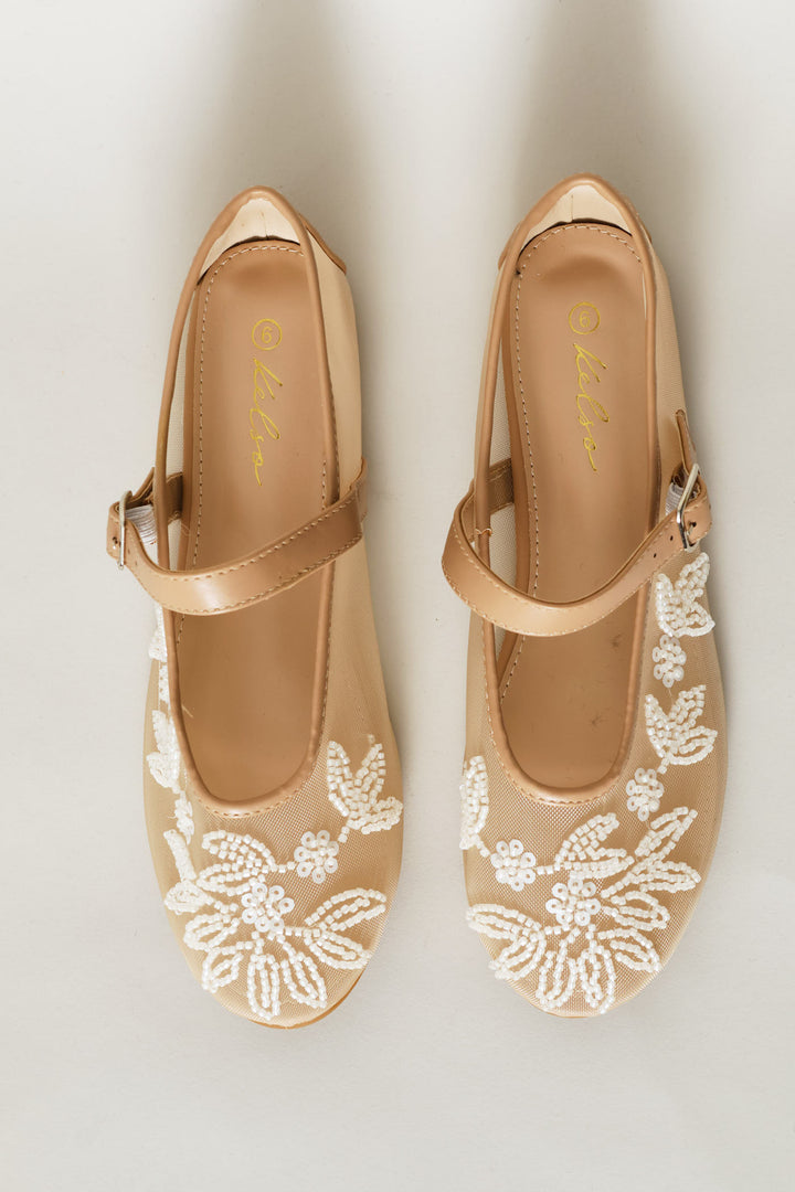 Floral Detail Mesh Pump - Natural
