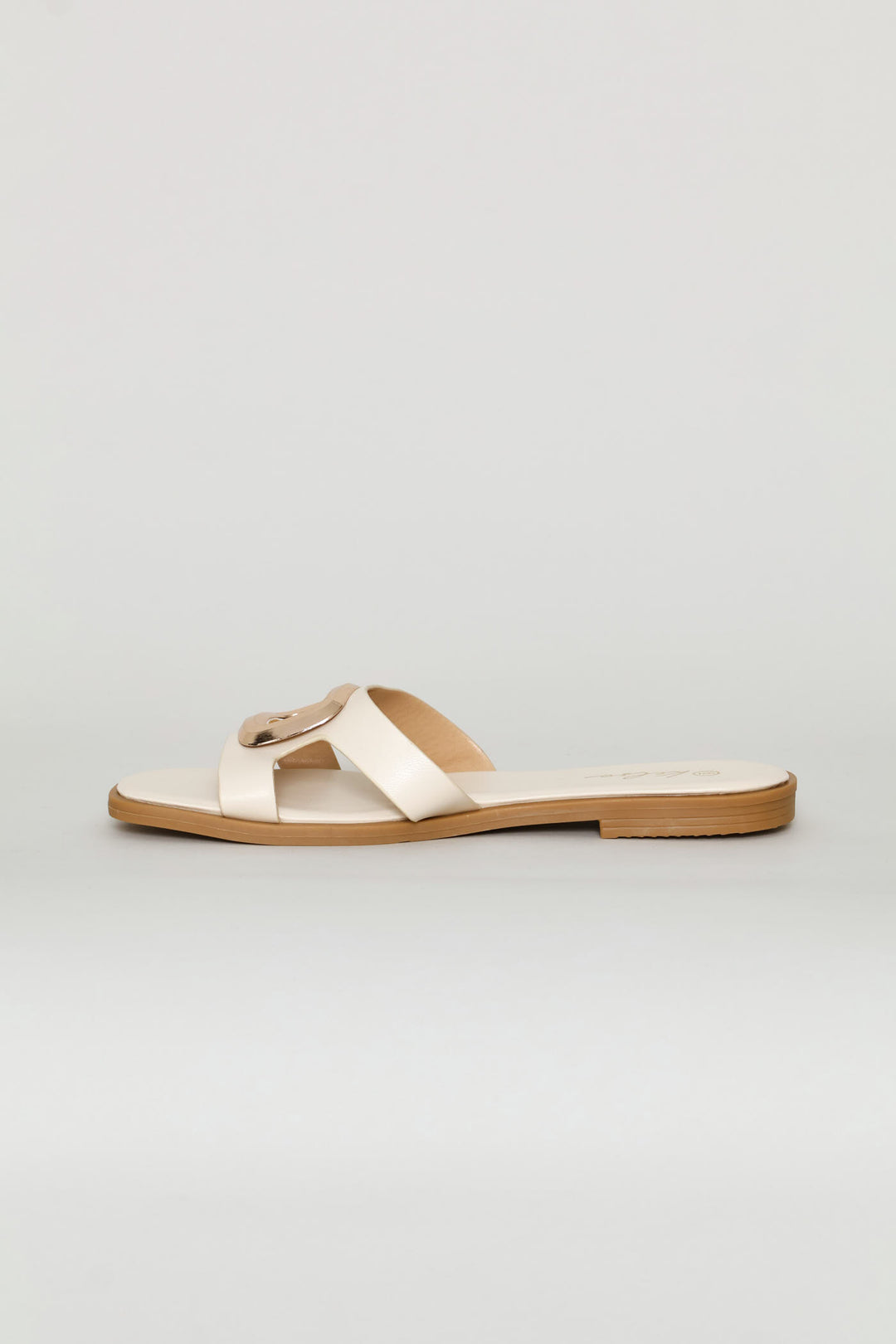 Oval Trim Single Band Mule Sandal - Off White
