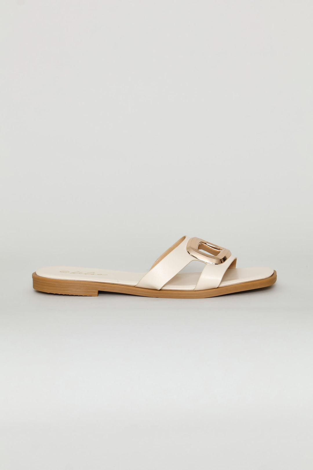 Oval Trim Single Band Mule Sandal - Off White