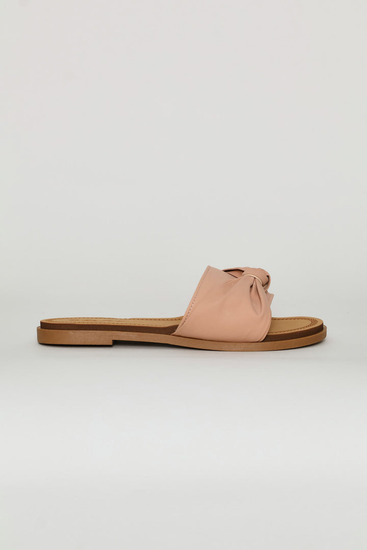 Bow Detail Mule Sandal On Comfort Outsole - Stone