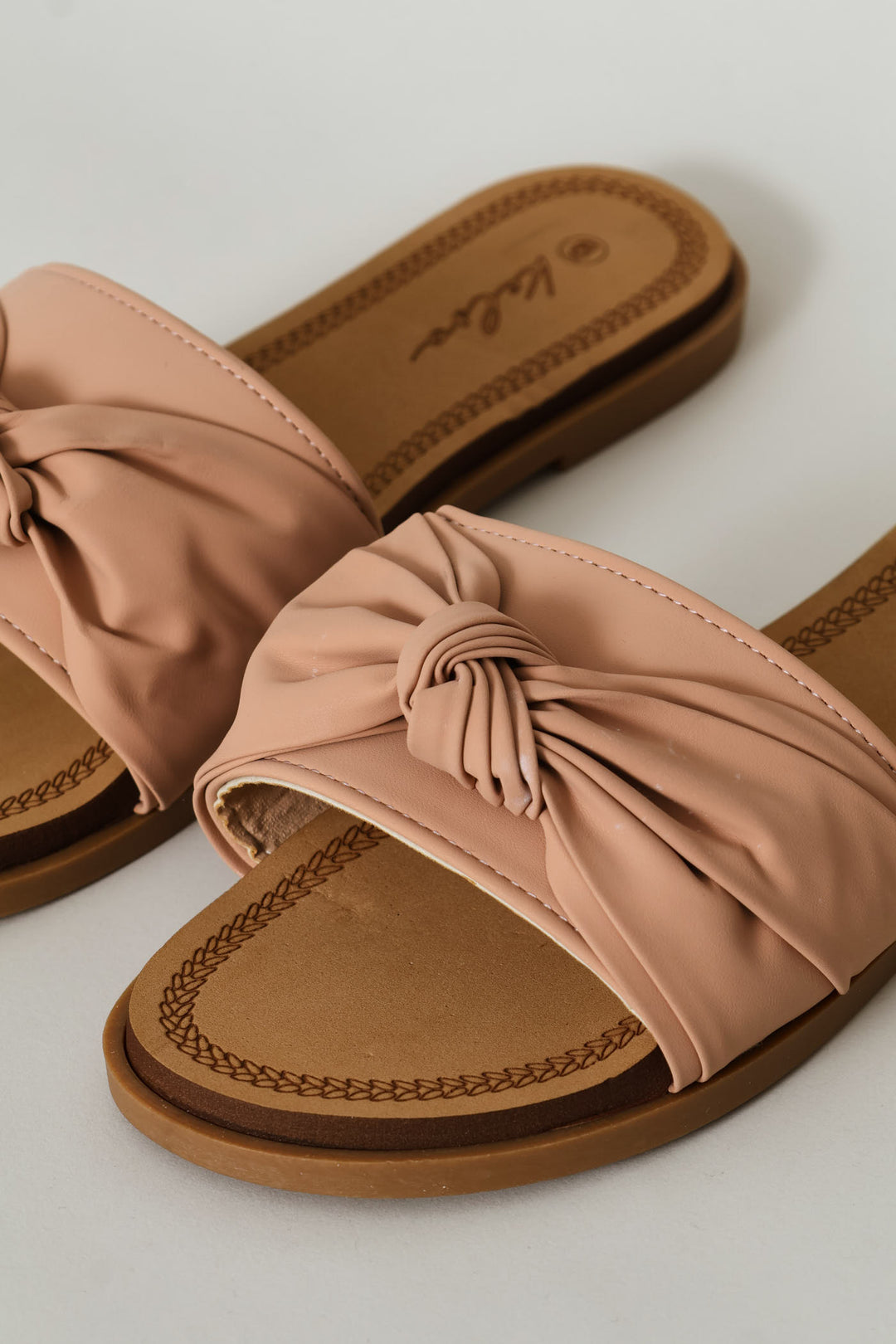 Bow Detail Mule Sandal On Comfort Outsole - Stone