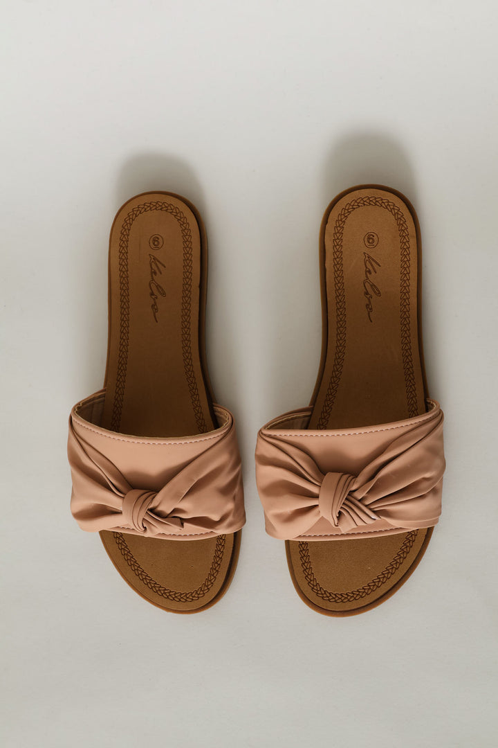 Bow Detail Mule Sandal On Comfort Outsole - Stone