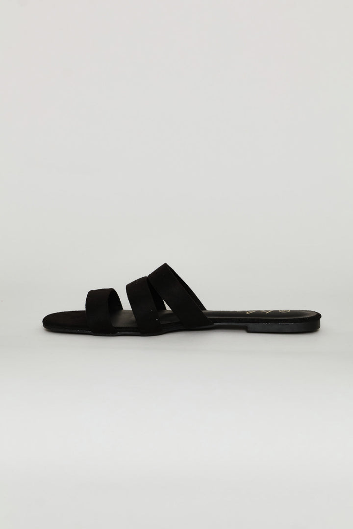 3 Strap Basic Mule Sandal - Black