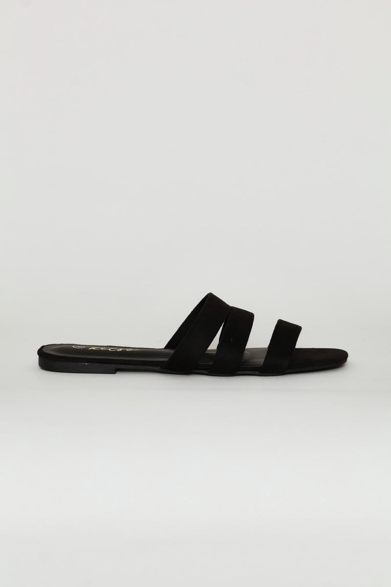 3 Strap Basic Mule Sandal - Black